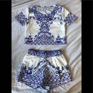 Patterned Shirt & Shorts Set